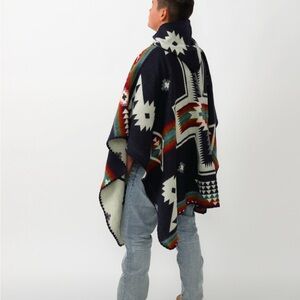 Alpaca unisex reversible open poncho/ruana